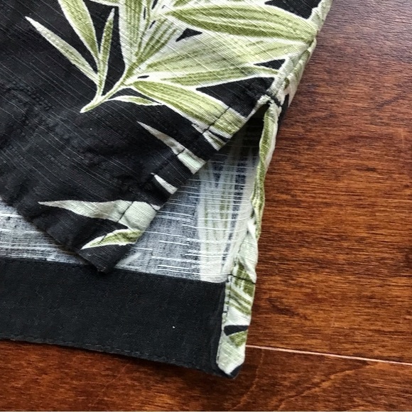 Jamaica Jaxx 100% Silk Tropical Shirt, Washed Black with Bamboo Fronds, Size Med - Picture 5 of 12